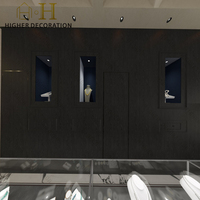 Conception personnalisée d'intérieur de bijouterie complète, vitrine à bijoux en verre, présentoir mural pour bijoux avec éclairage