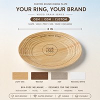 Assiette en mélamine à grain naturel, fabrication directe usine OEM ODM, pour hôtel, buffet, service de fruits, durable et résistante