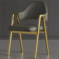 Chaise de salle à manger nordique de luxe en forme de A, avec dossier et accoudoirs, en acier, pour salon de thé, salon de beauté et manucure