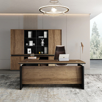 WESOME Mobilier de bureau design moderne pour patron Ensemble de table pour directeur Bureau en mélamine Poste de travail pour PDG Bureau de direction de luxe
