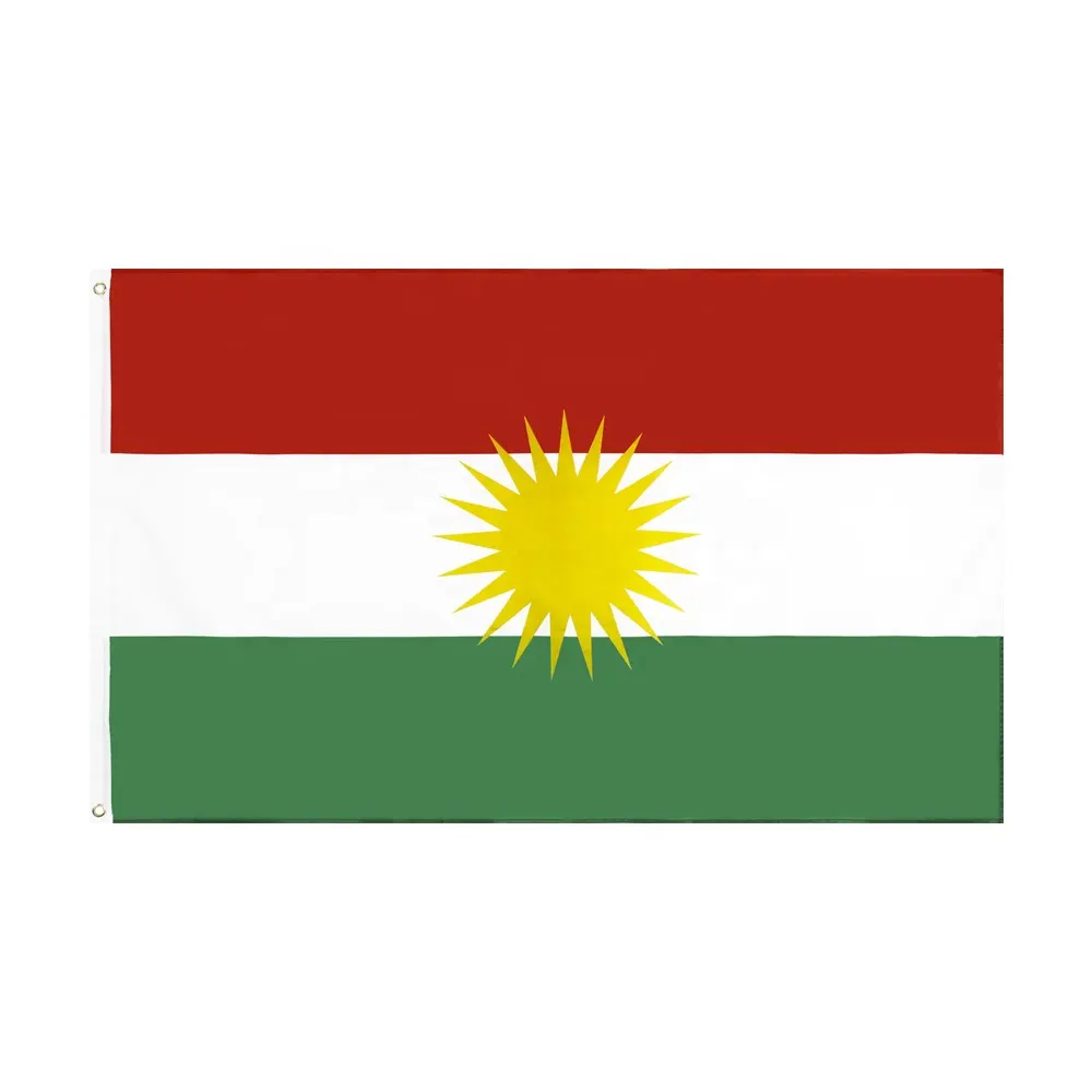 الجملة تعزيز كردستان العلم راية 100% البوليستر 3x5ft الأسهم الأحمر الأبيض الأخضر Curdistan كردستان علم الدولة