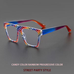 Nuova tendenza colore arcobaleno Anti-luce blu <span class=keywords><strong>occhiali</strong></span> senza prescrizione di Internet celebrità Street Photo Face montatura per <span class=keywords><strong>occhiali</strong></span> <span class=keywords><strong>sottili</strong></span> - Product Image 4