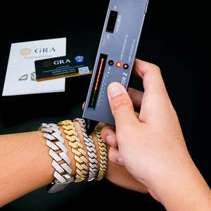 Wholesale Custom Men's Ice GRA Certified Hip Hop Jewelry 925 Sterling <b>Silver</b> VVS Moissanite Cuban Link <b>Chain</b> <b>Bracelet</b> Gift Party - Product Image 1