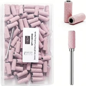 100pcs Nail <b>Drill</b> Bits Sanding Bands with Upgrade 3.1mm Mandrel Bit 180 Fine Grit Nail File Sanding Bands - Product Image 2