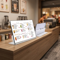 Écran d'affichage électronique de menu 22/24 pouces pour les salons de thé et les cafés, liste de prix, menu, tableau de commande dynamique