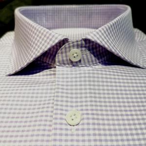 Camisa Formal para Hombre, 100% Algodón, Diseño Geométrico a Cuadros <span class=keywords><strong>Vichy</strong></span> Morado |   Camisetas de Verano Personalizables, Transpirables y Ecológicas - Product Image 2