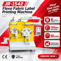 Machine d'impression d'étiquettes en tissu Flexo 6 couleurs JR-1542, 60 m/min, largeur maximale de 155 mm, imprimante pour ruban en nylon, coton, satin, certifiée CE