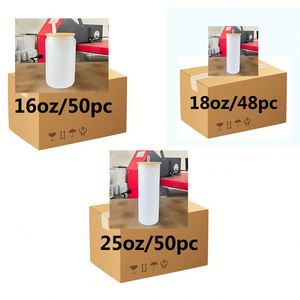 With <b>Bamboo</b> Lid and Straw Blanks 16Oz 18Oz 25Oz Custom Frosted Glass Bear Can Sublimation Tumbler - Product Image 4