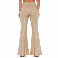 Pantalon évasé à sequins or champagne pour femme, taille haute, scintillant, élégant, idéal pour les soirées, les boîtes de nuit et les scènes, style reine de la mode, personnalisé