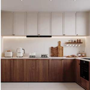 Conception minimaliste moderne d'armoires de <span class=keywords><strong>cuisine</strong></span> murales en bois à panneaux blancs, taille personnalisée, couleur, ensemble d'armoires de <span class=keywords><strong>cuisine</strong></span> - Product Image 3