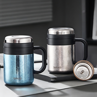 Mug de voyage en titane pur 500 ml, anti-fuite, isolation thermique sous vide 12h, écologique, avec poignée, design minimaliste