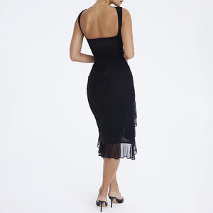 Vestido informal de mujer de alta calidad, cuello redondo, sin mangas, sin cintura, sin espalda, malla Irregular, empalme, vestido de mujer - Product Image 5