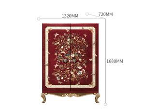 Muebles clásicos de diseño italiano tallado decorativo Color rojo Antiguo Gabinete lateral madera maciza Villa dormitorio gabinete de almacenamiento - Product Image 5