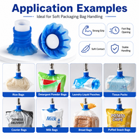 Ventouse industrielle en silicone bleu-blanc en forme de fleur pour ouverture de sacs souples, compatible bras robotique, modèles STP35/STP60