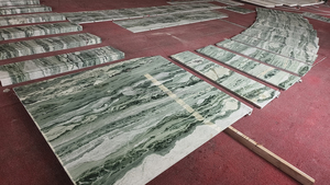Marbre vert Victoria naturel <span class=keywords><strong>de</strong></span> luxe moderne, escaliers sur mesure, plans <span class=keywords><strong>de</strong></span> travail pour salle à manger et salle <span class=keywords><strong>de</strong></span> bain, murs en cascade, jade vert nuageux - Product Image 2