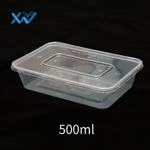 Scatola usa e getta riciclabile quadrata in plastica ecologica da 500ml per alimenti con coperchio in pp dal produttore cinese