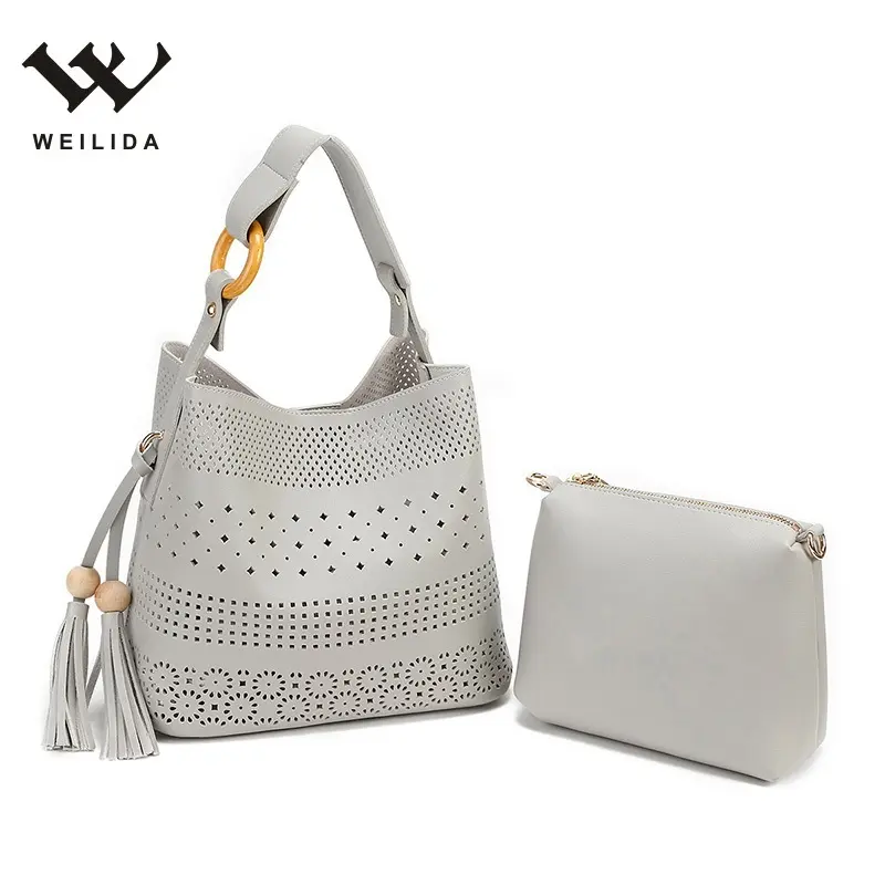 Factory Directly Women PU Leather Handbag Gray Shoulder Hand Bags For Ladies