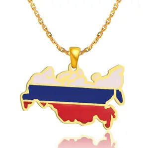 High quality boutique fashion stainless steel Russia country flag necklace pendant jewelry