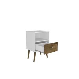 Nightstand White Rustic Brown Wood <b>Drawer</b> <b>Storage</b> Unit Modern Design Bedroom Furniture - Product Image 4