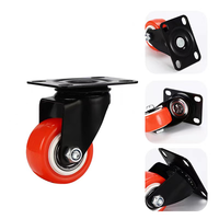 Roulettes à fond plat de chariot à poulie résistant à l'usure avec le frein PVC/pu orange de 2 pouces silencieux