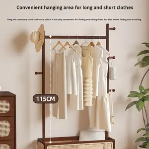 Nouveau modèle porte-manteau mobile en bois massif panier à vêtements sales roues meubles de maison chambre armoires à vêtements sur pied - Product Image 2