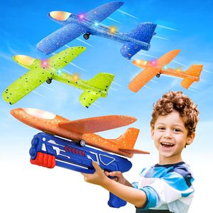 Ensemble de jouets lanceurs d'avions en mousse LED 3-en-1, modes de vol doubles, avions planeurs pour enfants, jeux en plein air, jardin, plage, <span class=keywords><strong>meilleur</strong></span> cadeau pour enfant - Product Image 1