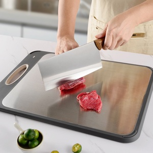 Extra Large <b>Plastic</b> Cutting Board Double Side Chopping Board Stainless Steel Cutting Board with Easy-Grip Handle - Product Image 3