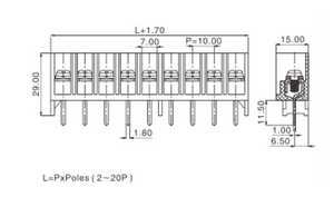 Xlcf 10.0 9-cực Brass khối thiết bị đầu cuối 10.0 mét khoảng cách 22-10awg 30A phạm vi hàng rào thiết bị đầu cuối - Product Image 5