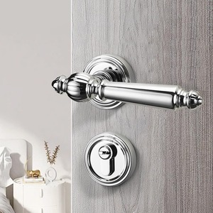 Pháp ánh sáng sang trọng cửa gỗ xử lý với sáng bạc Hợp kim nhôm phòng ngủ pháp khóa cửa - Product Image 2