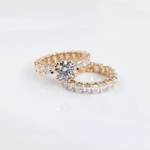 玉英宝石手工定制硅石钻石14k黄金女性婚礼订婚设计
