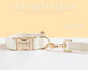 Custom Personalized Engraved White Dog Collar with <b>Leash</b> Set and Bowtie - Product Image 1