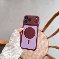 Nouvelle coque de téléphone magnétique en cuir colorée et originale pour iPhone 18 17 16 15 Pro Max, avec motif cercle texturé arc-en-ciel, coque arrière transformable