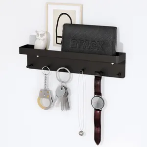 Wall Mount Entryway Storage Organizer Bronze Mail Sorter Basket key holder metal with 6 Hooks