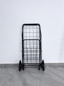 Rangka jala lipat 6 roda portabel, troli belanja lipat dengan Platform baja OEM tertutup untuk troli tangan untuk mendaki tangga - Product Image 3