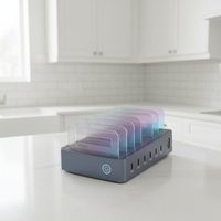 Station de charge de bureau OEM ODM 120W à 6 ports PD, chargeur USB C avec ports PD 30W/20W et support séparateur amovible