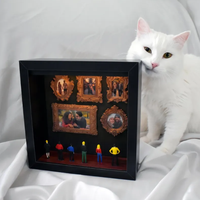 Cadre photo 3D style musée, boîte à ombre noire, vitrine murale avec figurines miniatures pour la décoration intérieure