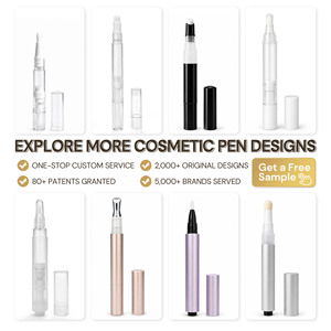 Stylos à huile pour cuticules blancs avec logo personnalisé, faible MOQ, applicateur de brillant à lèvres, stylo vide rotatif avec brosse - Product Image 4