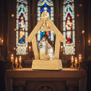 <span class=keywords><strong>Figurine</strong></span> de la Nativité de Jésus en résine peinte, écologique, de la marque Yy, avec un Jésus bébé lumineux, pour la décoration de Noël à la maison et comme souvenir - Product Image 4