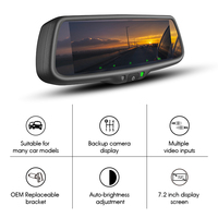 7.3 "TFT LCD rétroviseur HD moniteur système de sécurité de voiture rétroviseur de voiture + caméra de recul de Vision nocturne