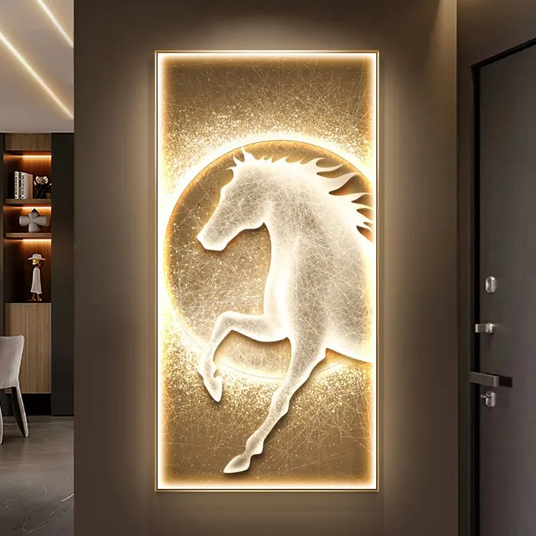 Home Decor Modern Luxury LED Lights Luminous Animals glass wall painting led wall lamp pictures