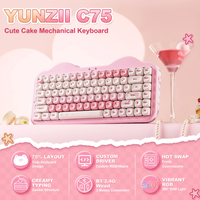 YUNZII C75 clavier mécanique sans fil 75% joint en Silicone montage remplaçable à chaud rvb rétro-éclairé mignon chat clavier de jeu sur le thème