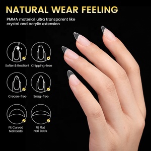BORN PRETTY - <span class=keywords><strong>Uñas</strong></span> Postizas Acrílicas Transparentes Pre-File, 300 Piezas/caja, Ultrafinas, Forma Almendrada Moderada, Cobertura Completa, Puntas de <span class=keywords><strong>Uñas</strong></span> de Gel Suave, Venta al por Mayor - Product Image 3