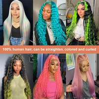 Perruques en cheveux humains bruts ultra-lisses, perruque frontale en dentelle transparente, couleur personnalisée, densité 250%, perruque frontale en dentelle 16~40 pouces en stock