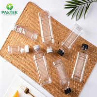 Bouteille d'eau en plastique PET transparente de qualité alimentaire avec bouchon à vis carré pour eau minérale