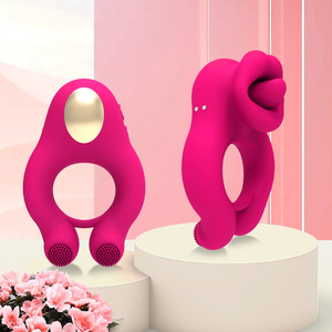 10-frequentie tongvormige vibrator met vibratievertraging en vergrendelingsfunctie, spermaring, medische siliconen cockring voor mannelijke masturbatie - Product Image 1