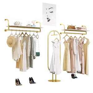 Moda <span class=keywords><strong>Pretty</strong></span> Golden Garment Stand Montado en la pared Mujer Ropa Estante de exhibición para <span class=keywords><strong>tienda</strong></span> Boutique - Product Image 4