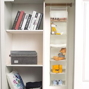 6 Shelf Hanging Closet Organizer 33x15x85cm Fabric Storage With Side Pockets For Clothes <b>Shoes</b> Behind Door - Product Image 6