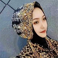 Superbe capuche musulmane pour dames Perles délicates Foulard islamique Hijab