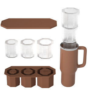 100% không độc hại tái sử dụng lớn Silicone Khay Đá Khuôn màu rắn 3 khoang tùy chỉnh logo thân thiện với môi trường Logo màu tùy chỉnh - Product Image 2