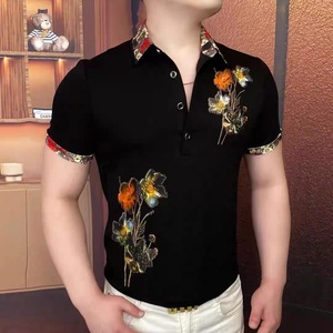 Camisa de Hombre 100% Algodón con Estampado Floral, Transpirable, Manga Corta, Cuello en Contraste, Corte Ajustado, Informal, para Negocios o Golf - Product Image 3